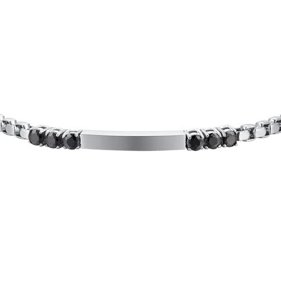 Carica immagine nella Galleria BRACCIALE UOMO IN ACCIAIO PIASTRA E ZIRCONI NERI
