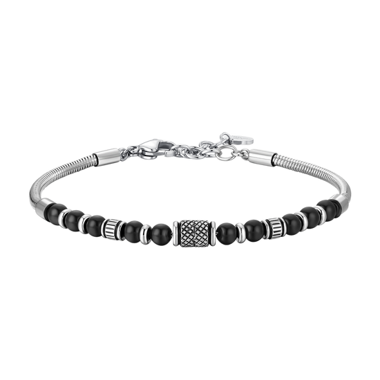 BRACCIALE UOMO IN ACCIAIO CON ELEMENTI IN ACCIAIO CON EFFETTO VINTAGE E SFERE