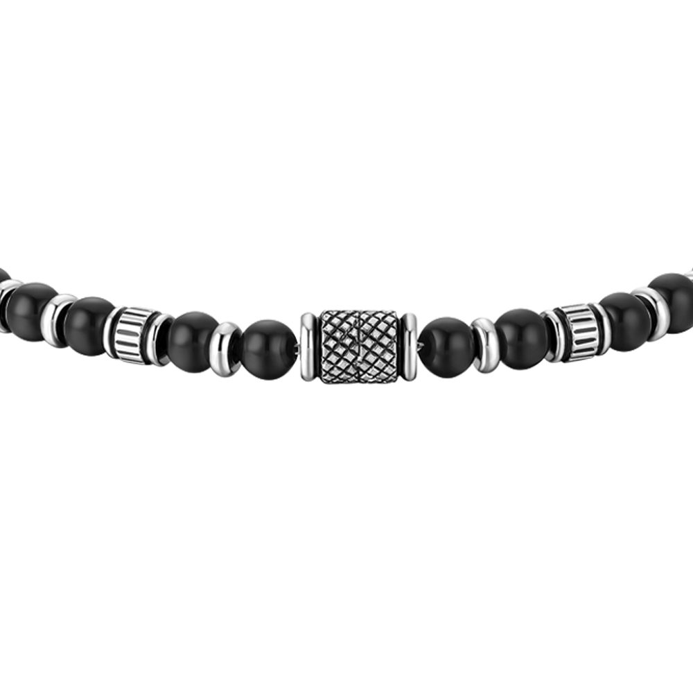 BRACCIALE UOMO IN ACCIAIO CON ELEMENTI IN ACCIAIO CON EFFETTO VINTAGE E SFERE