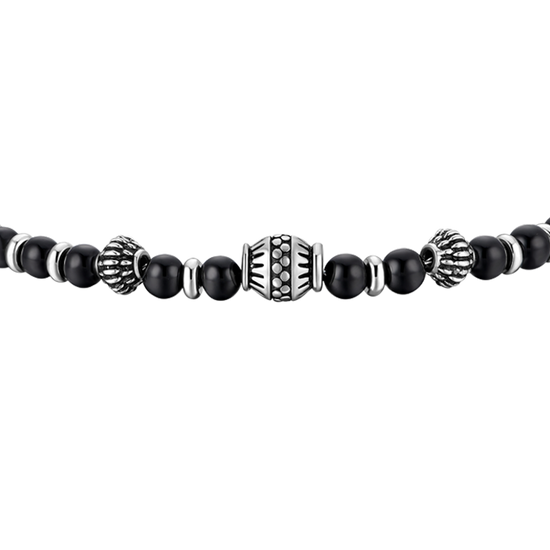 BRACCIALE UOMO IN ACCIAIO CON ELEMENTI IN ACCIAIO CON EFFETTO VINTAGE E SFERE