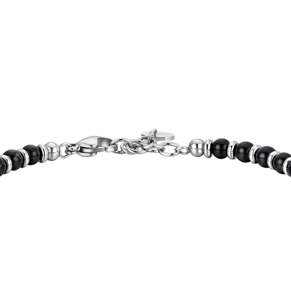 BRACCIALE UOMO IN ACCIAIO CON ELEMENTI IN ACCIAIO CON EFFETTO VINTAGE E SFERE