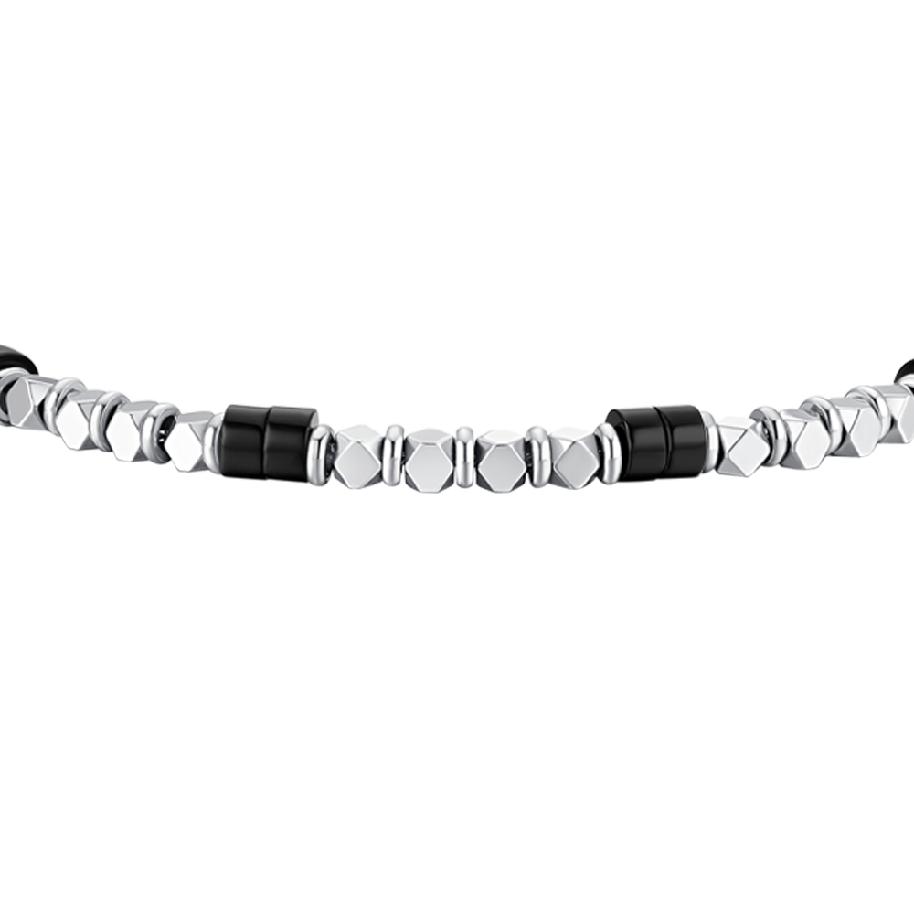 BRACCIALE UOMO IN ACCIAIO CON EMATITE E PIETRE ONICE