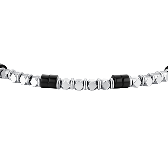BRACCIALE UOMO IN ACCIAIO CON EMATITE E PIETRE ONICE