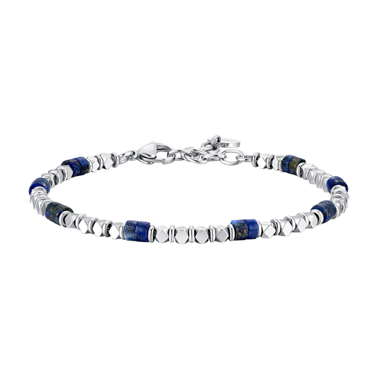 BRACCIALE UOMO IN ACCIAIO CON EMATITE E PIETRE LAPIS