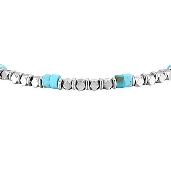 BRACCIALE UOMO IN ACCIAIO CON EMATITE E PIETRE TURCHESI