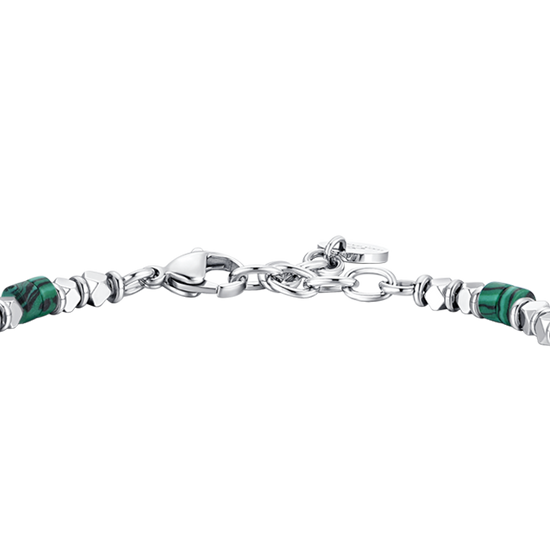 BRACCIALE UOMO IN ACCIAIO CON EMATITE E PIETRE MALACHITE