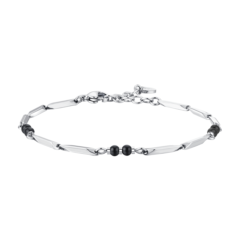 BRACCIALE UOMO IN ACCIAIO CON PIETRE AGATA
