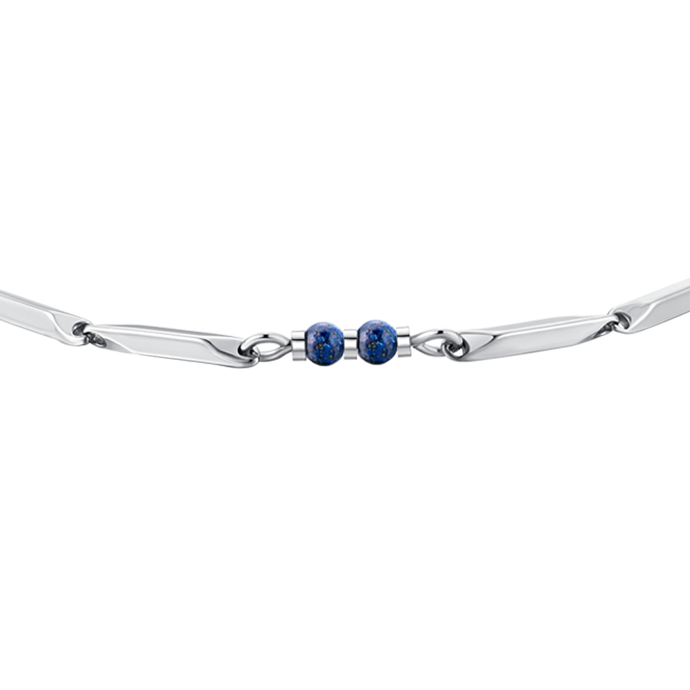 STEEL MEN'S BRACELET WITH LAPIS STONES