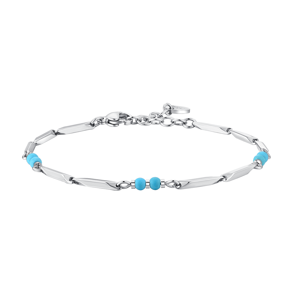 STEEL MEN'S BRACELET WITH TURQUOISE STONES