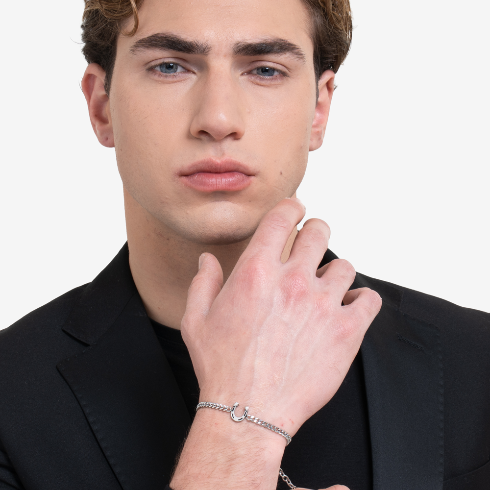 BRACCIALE UOMO IN ACCIAIO CON FERRO DI CAVALLO