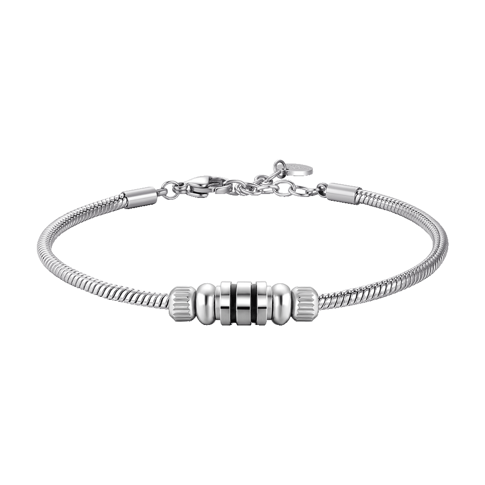BRACCIALE UOMO IN ACCIAIO CON ELEMENTO CON SMALTO NERO