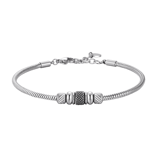 BRACCIALE UOMO IN ACCIAIO CON ELEMENTO CON SMALTO NERO