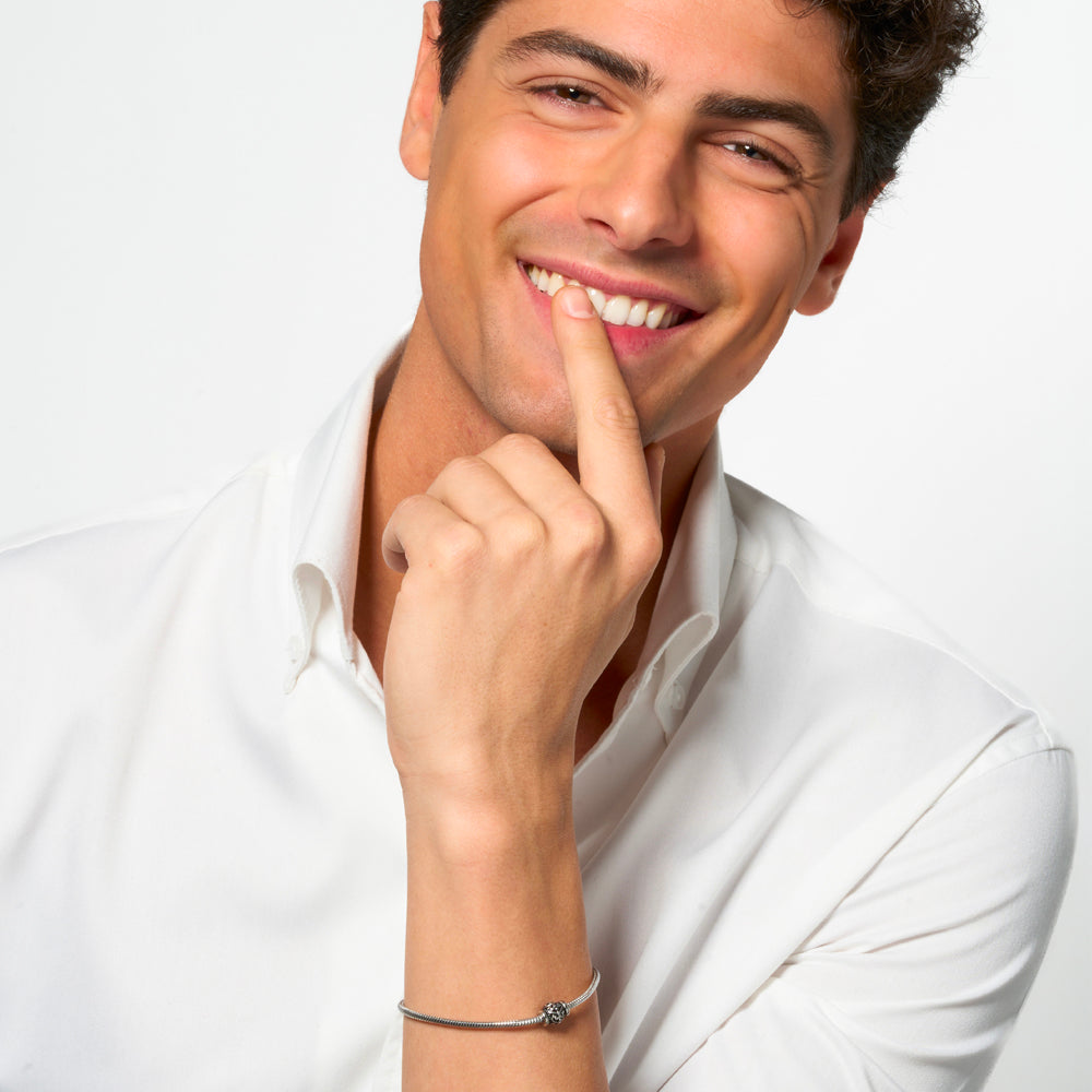 BRACCIALE UOMO IN ACCIAIO CON ELEMENTO CON SMALTO NERO