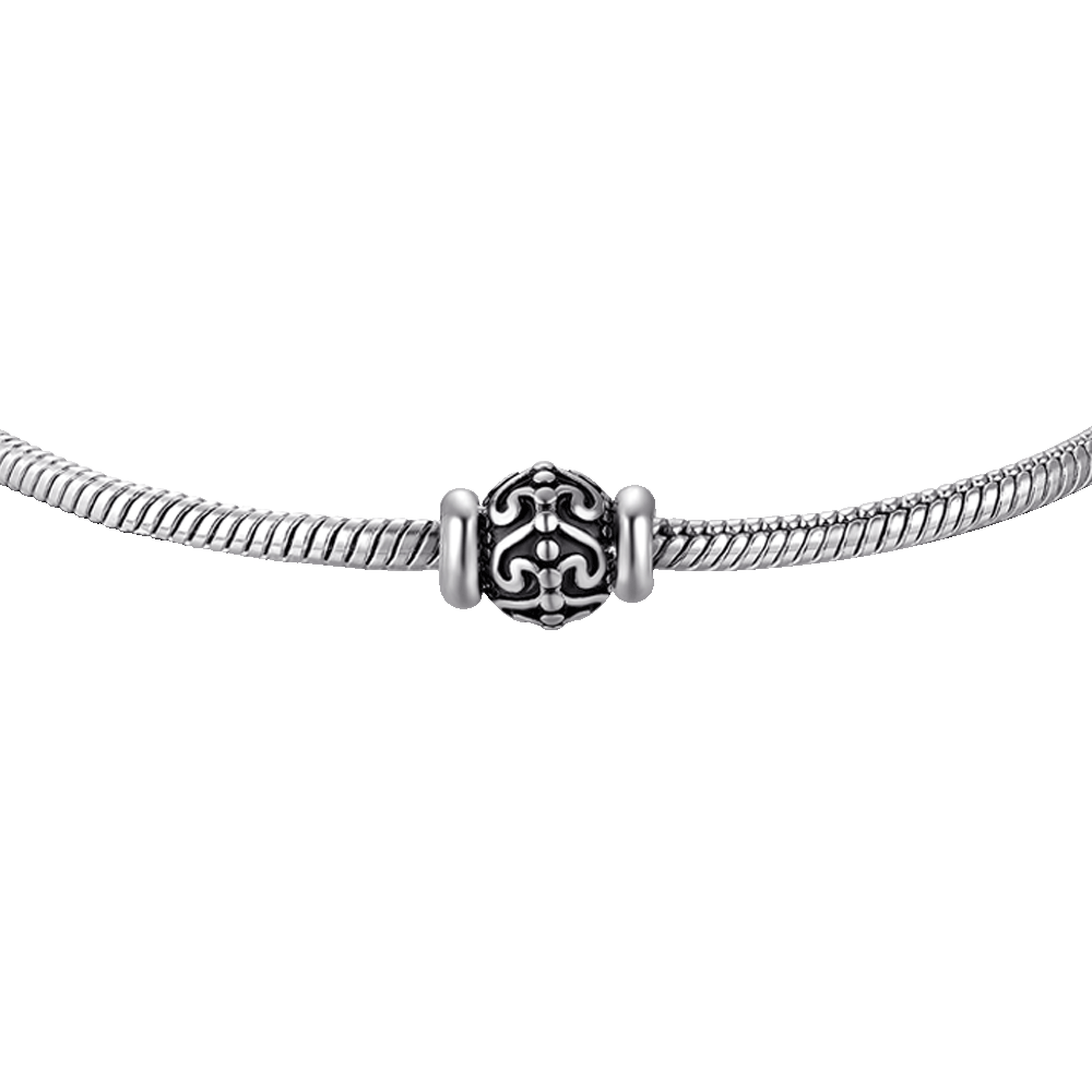 BRACCIALE UOMO IN ACCIAIO CON ELEMENTO CON SMALTO NERO