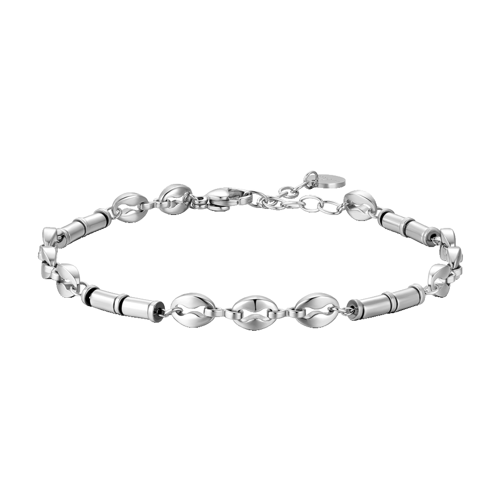 MEN'S STEEL BRACELET WITH SILVER HEMATITE