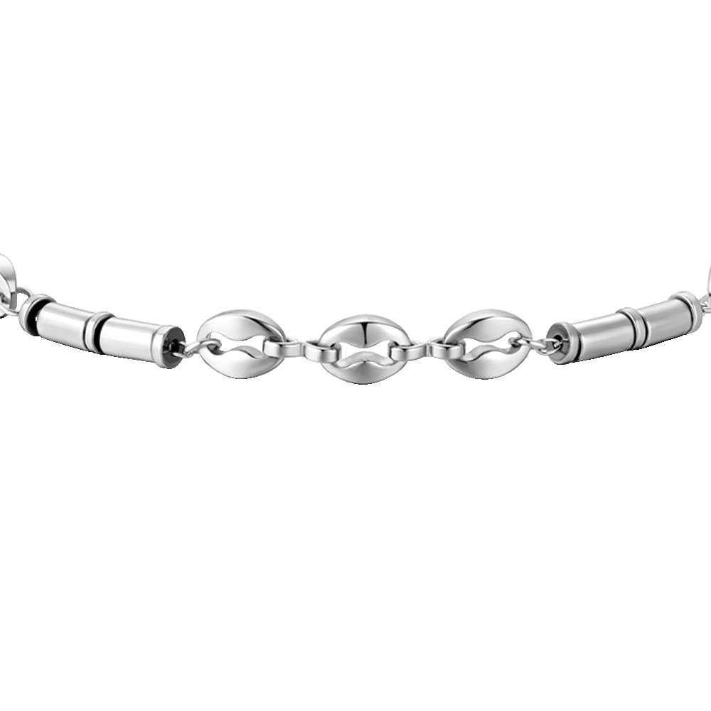 MEN'S STEEL BRACELET WITH SILVER HEMATITE