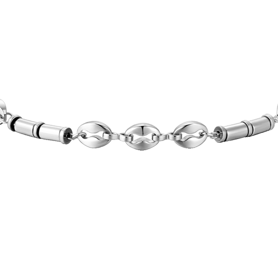 MEN'S STEEL BRACELET WITH SILVER HEMATITE