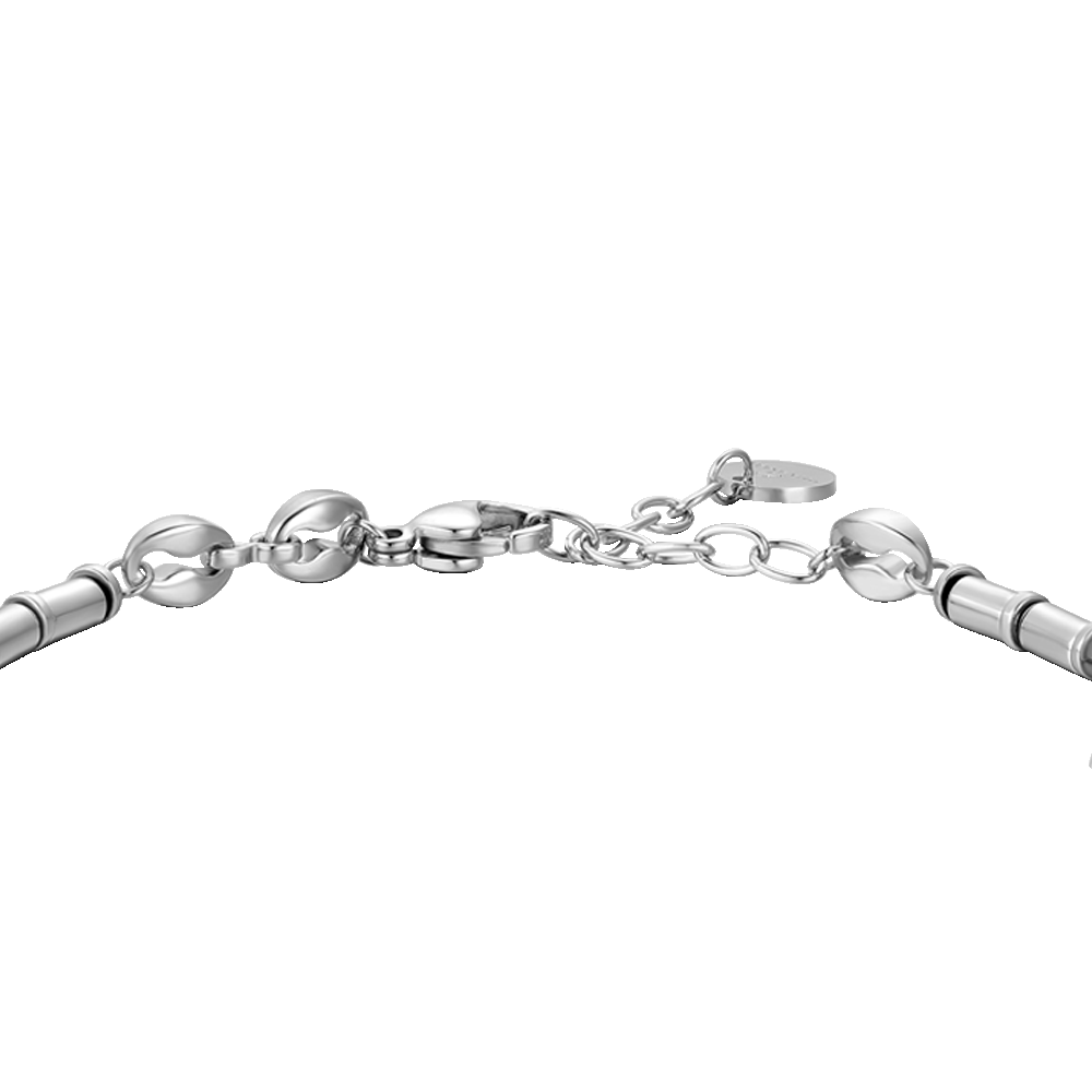 MEN'S STEEL BRACELET WITH SILVER HEMATITE