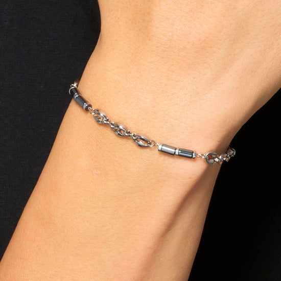 BRACCIALE UOMO IN ACCIAIO CON EMATITE GRIGIA