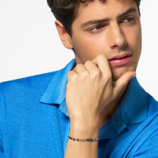 STEEL MEN'S BRACELET WITH BLUE HEMATITE