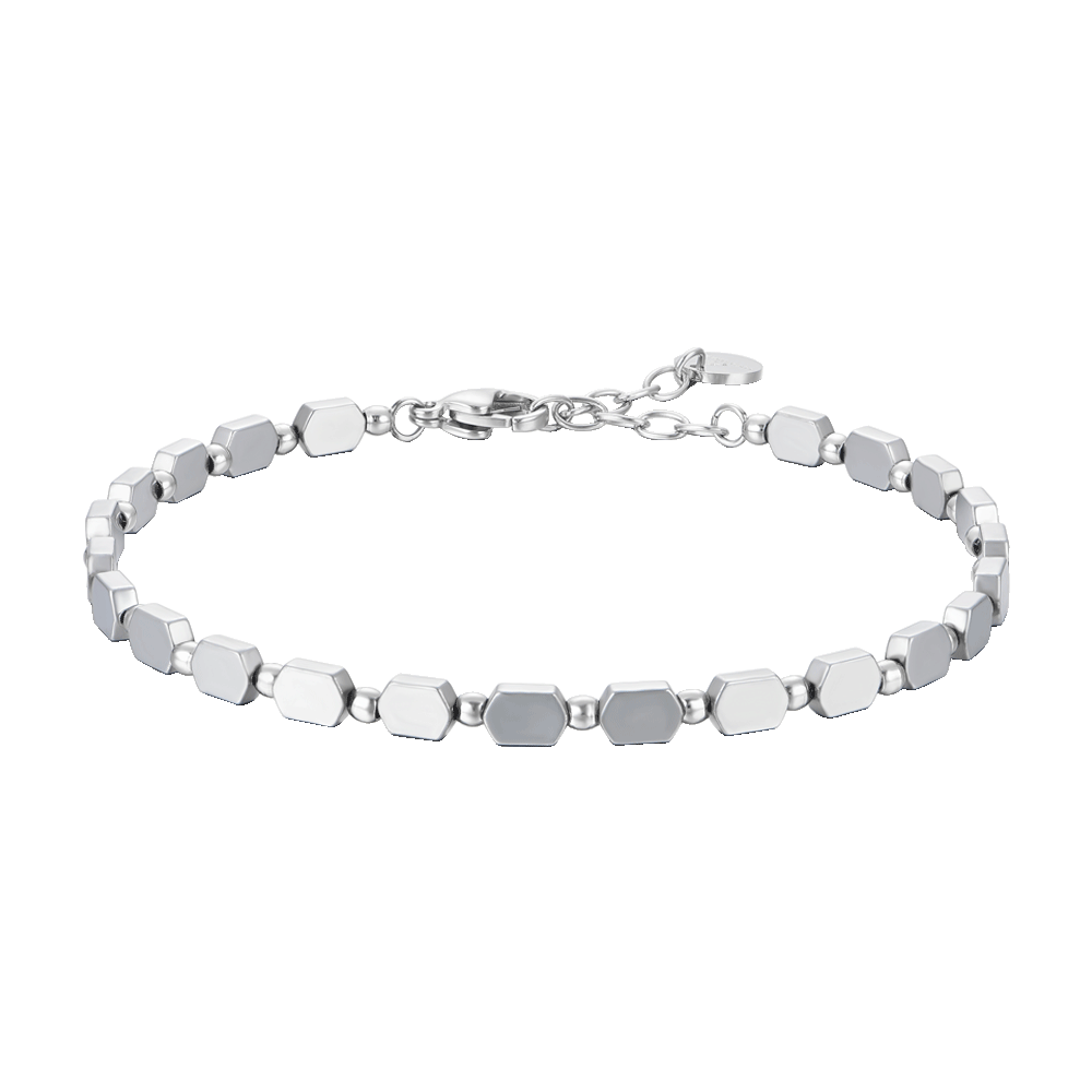 MEN'S STEEL BRACELET WITH SILVER HEMATITE