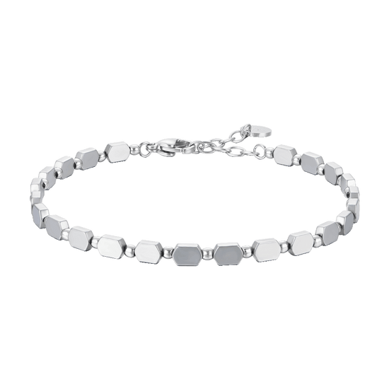 MEN'S STEEL BRACELET WITH SILVER HEMATITE