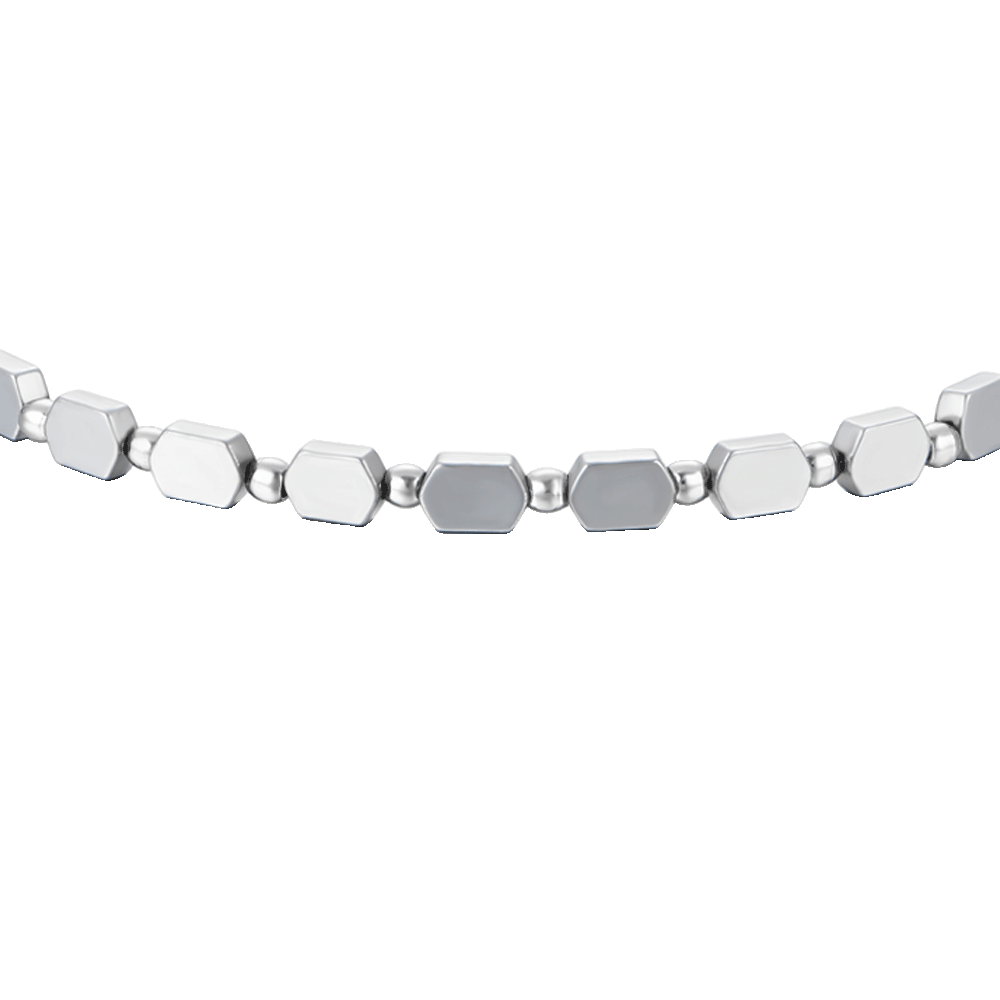 MEN'S STEEL BRACELET WITH SILVER HEMATITE