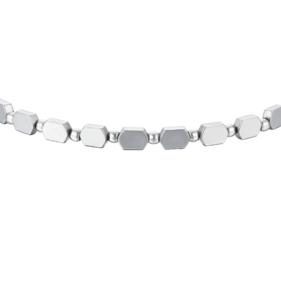 MEN'S STEEL BRACELET WITH SILVER HEMATITE
