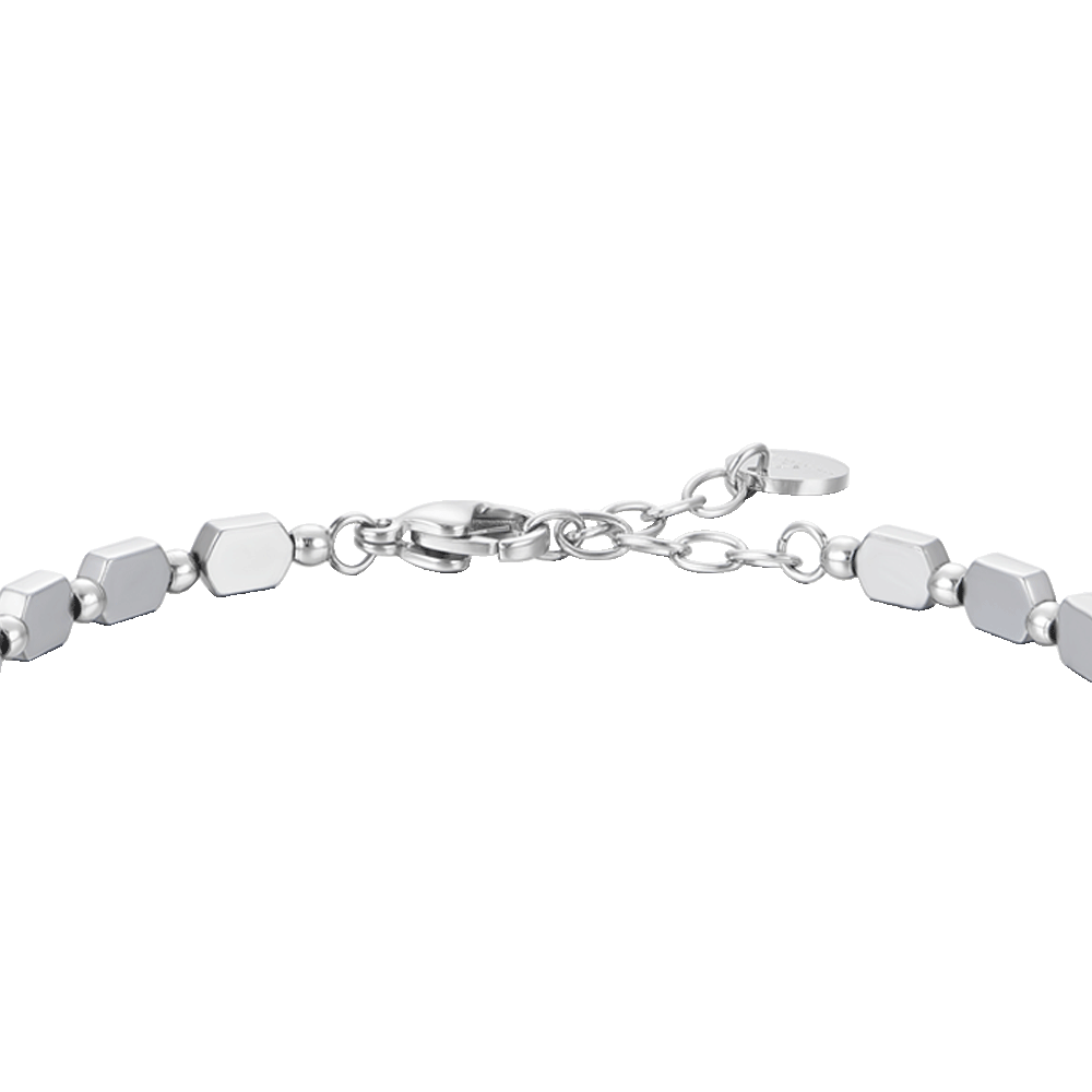 MEN'S STEEL BRACELET WITH SILVER HEMATITE