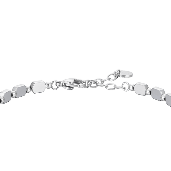 MEN'S STEEL BRACELET WITH SILVER HEMATITE
