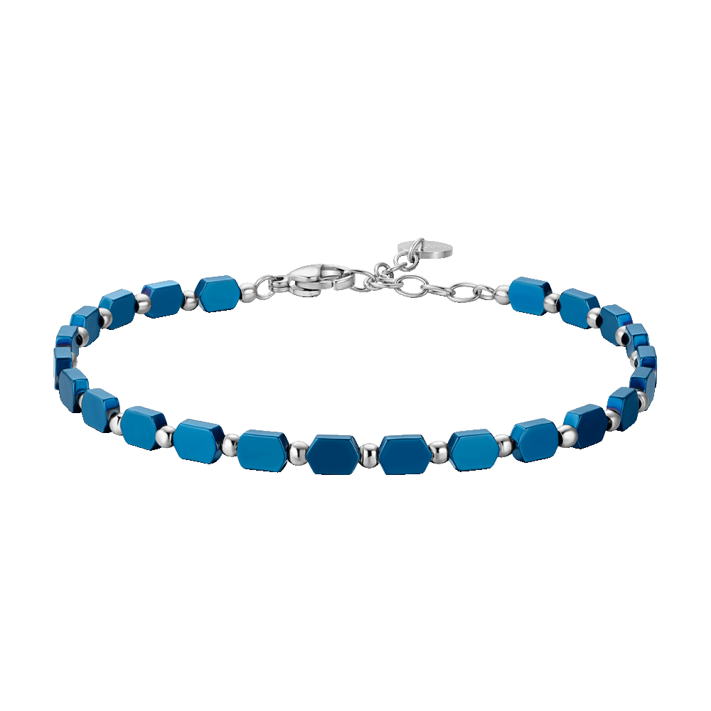 STEEL MEN'S BRACELET WITH BLUE HEMATITE