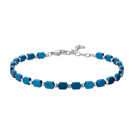 STEEL MEN'S BRACELET WITH BLUE HEMATITE