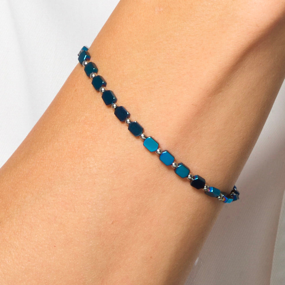 STEEL MEN'S BRACELET WITH BLUE HEMATITE