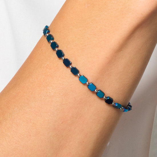 STEEL MEN'S BRACELET WITH BLUE HEMATITE