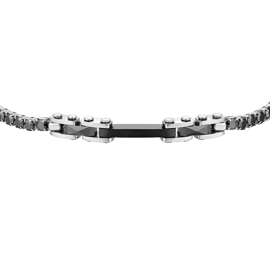 BRACCIALE TENNIS UOMO IN ACCIAIO CON CERAMICA NERA E ZIRCONI NERI