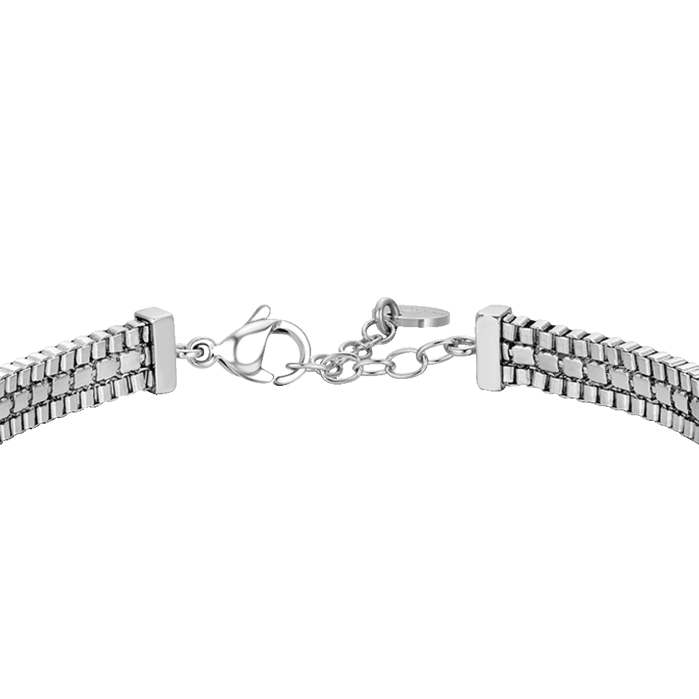 BRACCIALE UOMO IN ACCIAIO E ZIRCONI BIANCHI