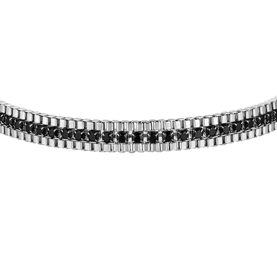 BRACCIALE UOMO IN ACCIAIO E ZIRCONI NERI