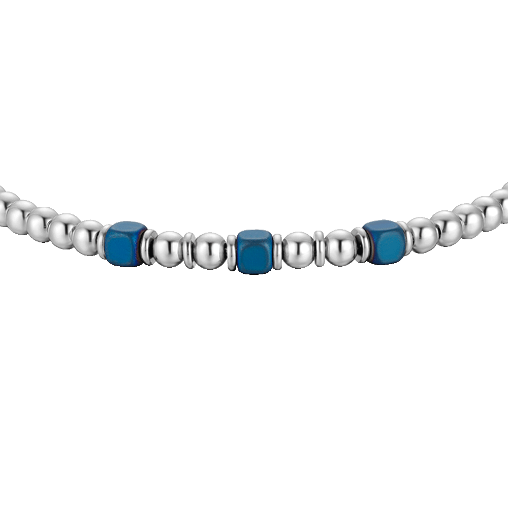 BRACCIALE UOMO IN ACCIAIO CON ELEMENTI IN EMATITE BLU