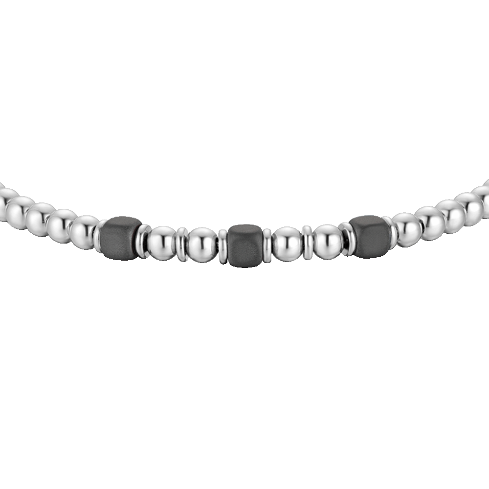 BRACCIALE UOMO IN ACCIAIO CON ELEMENTI IN EMATITE GRIGIA