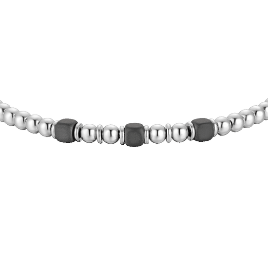 BRACCIALE UOMO IN ACCIAIO CON ELEMENTI IN EMATITE GRIGIA