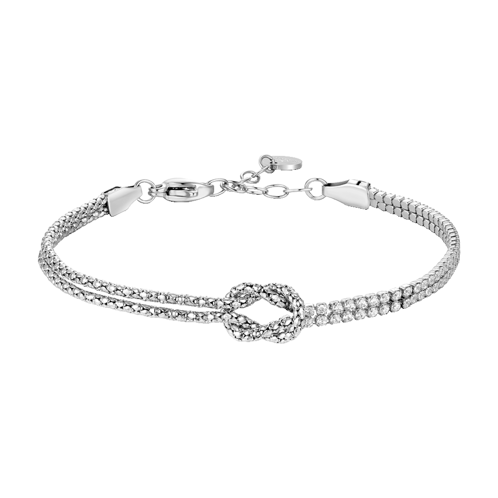 BRACCIALE UOMO IN ACCIAIO CON NODO E ZIRCONI BIANCHI