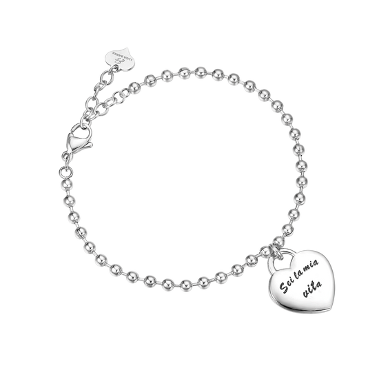 STEEL BRACELET WITH METAL PENDANT "YOU ARE MY LIFE" Luca Barra