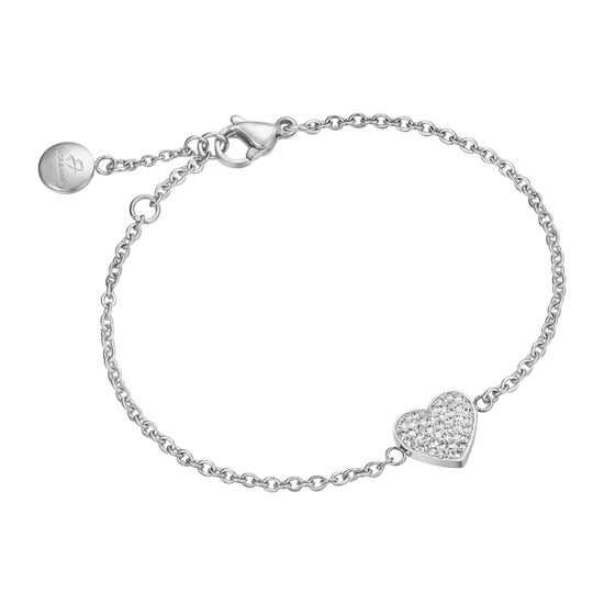 WOMAN'S BRACELET IN STEEL WITH CUORICINE AND WHITE CRYSTALS Luca Barra