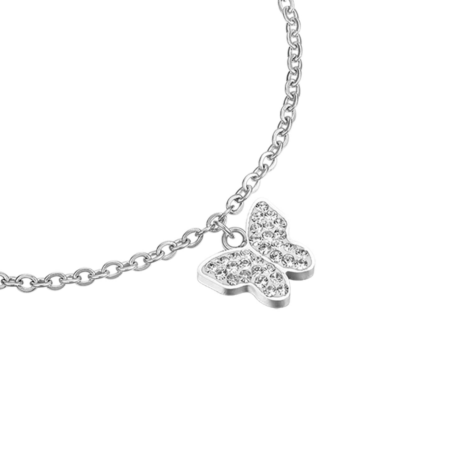 WOMEN'S STEEL BRACELET WITH BUTTERFLY AND CRYSTALS