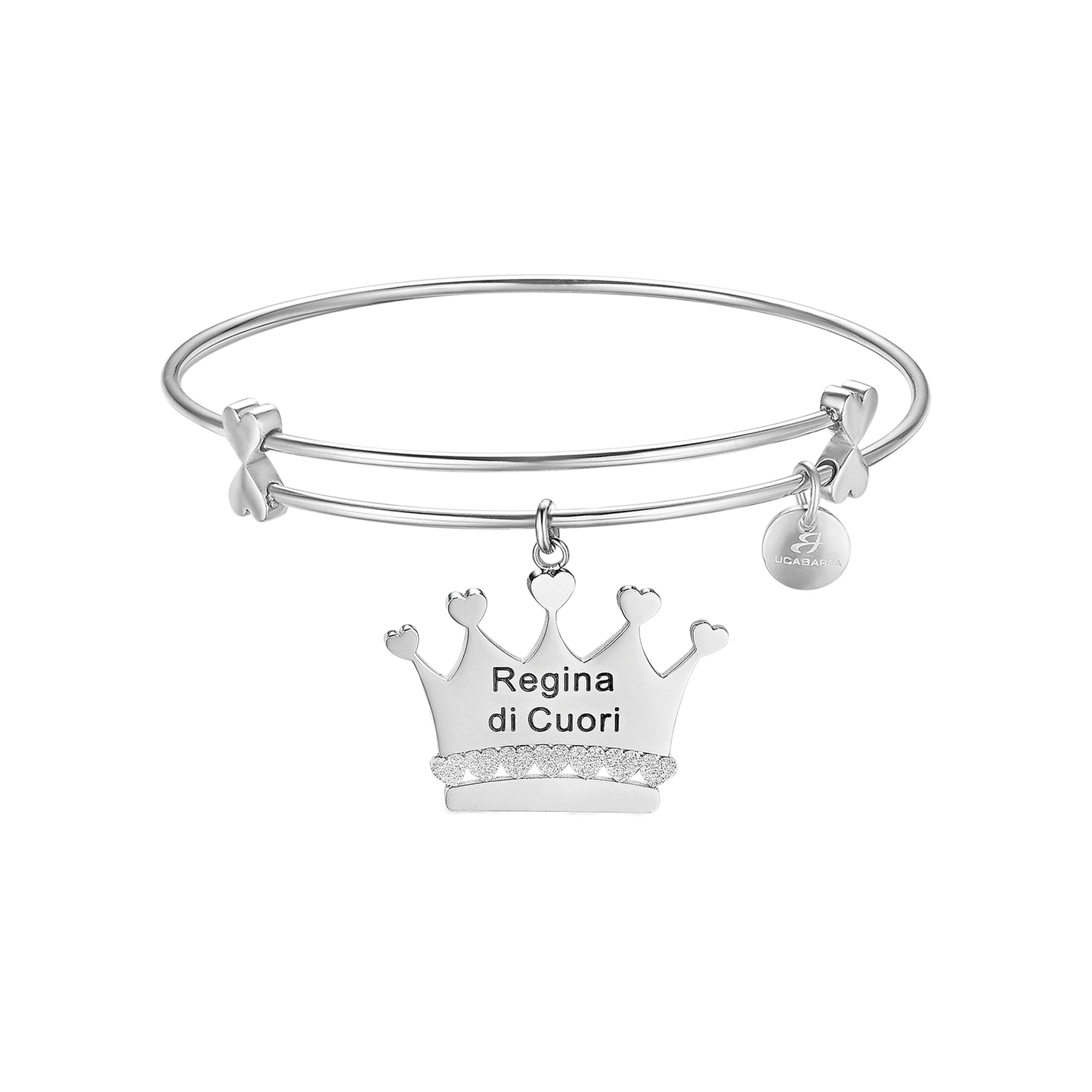STEEL BRACELET WITH CROWN AND WRITING "QUEEN OF HEARTS" Luca Barra