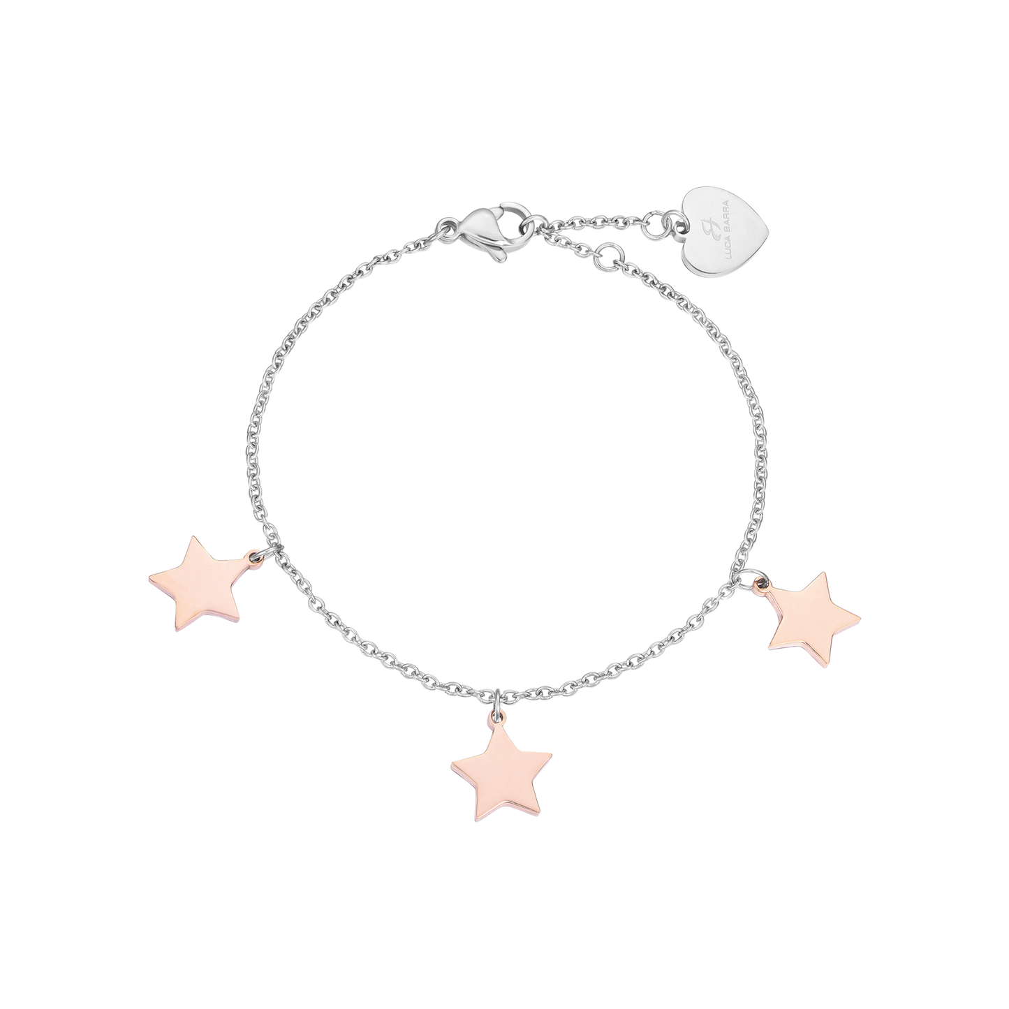 STEEL BRACELET WITH ROSE STARS Luca Barra