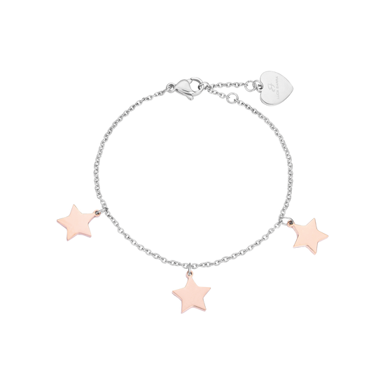 STEEL BRACELET WITH ROSE STARS Luca Barra