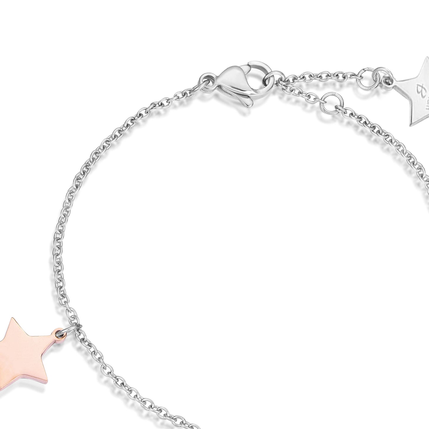 STEEL BRACELET WITH ROSE STARS Luca Barra