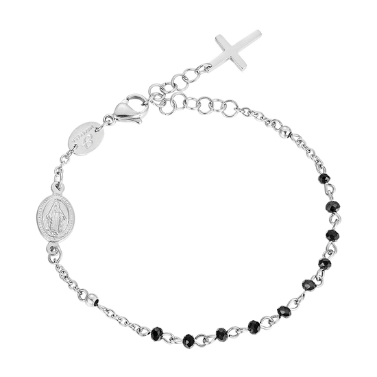 WOMAN'S ROSARY BRACELET IN STEEL WITH BLACK CRYSTALS Luca Barra