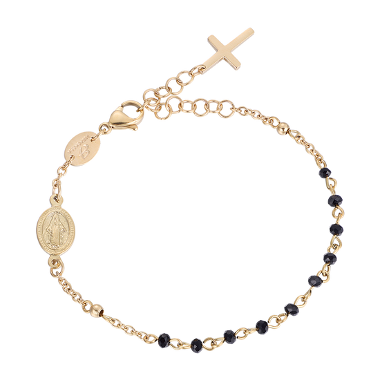 WOMAN'S ROSARY BRACELET IN STEEL WITH BLACK CRYSTALS Luca Barra